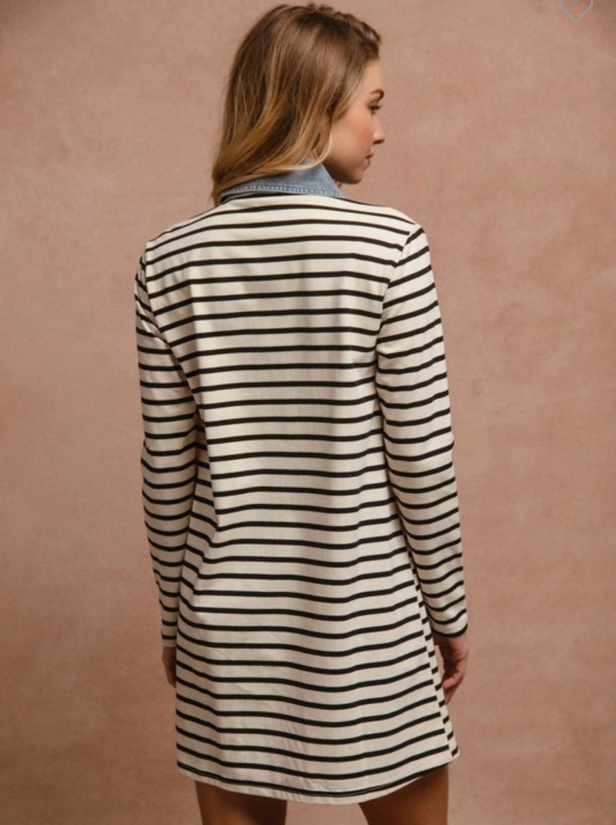 Denim Striped Dress  The Classy Closet LLC