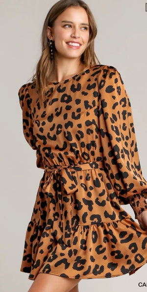 Leopard Waist Tie Dress