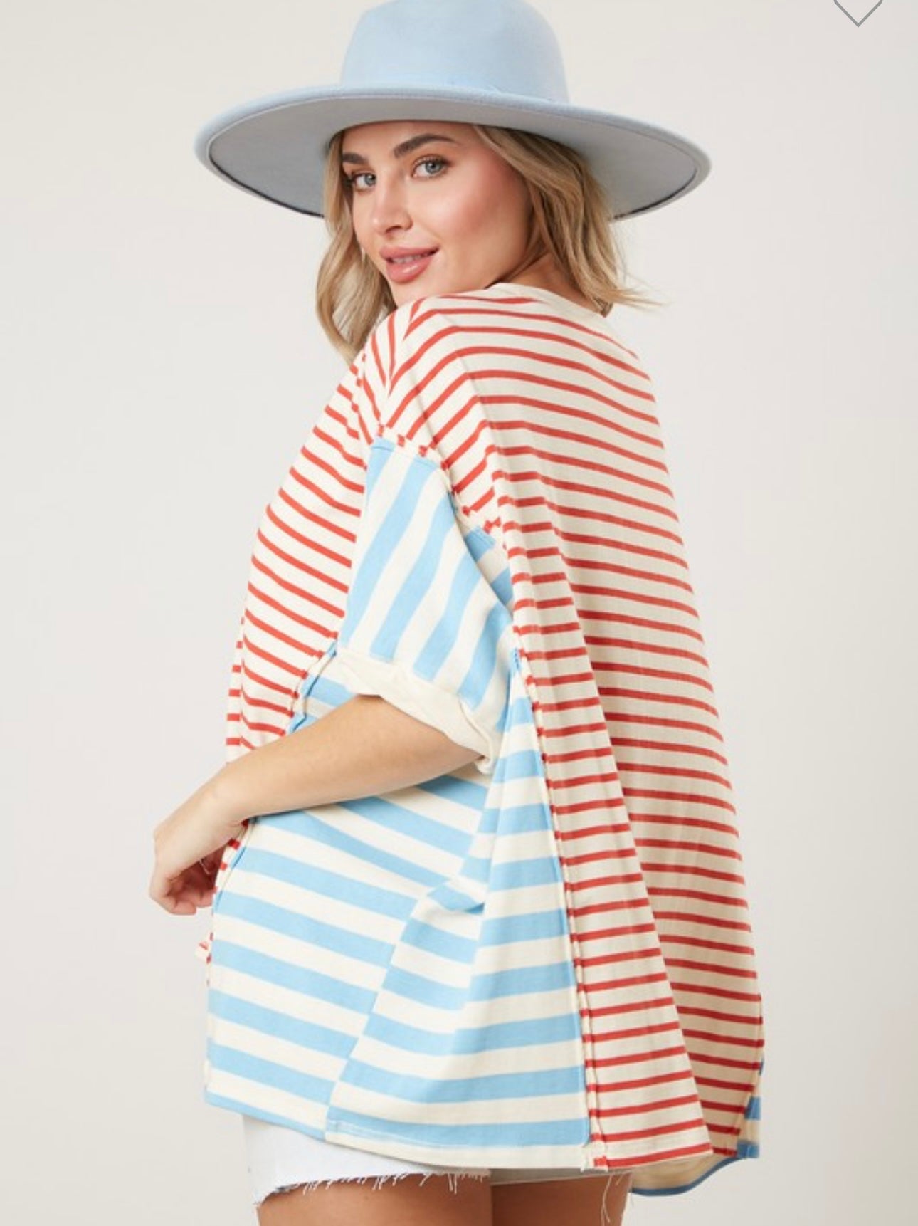 Red White Blue Oversized Top