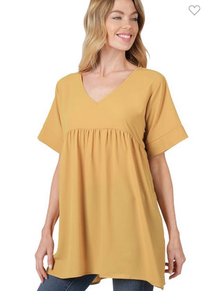 Solid Babydoll Tunic (6 colors)