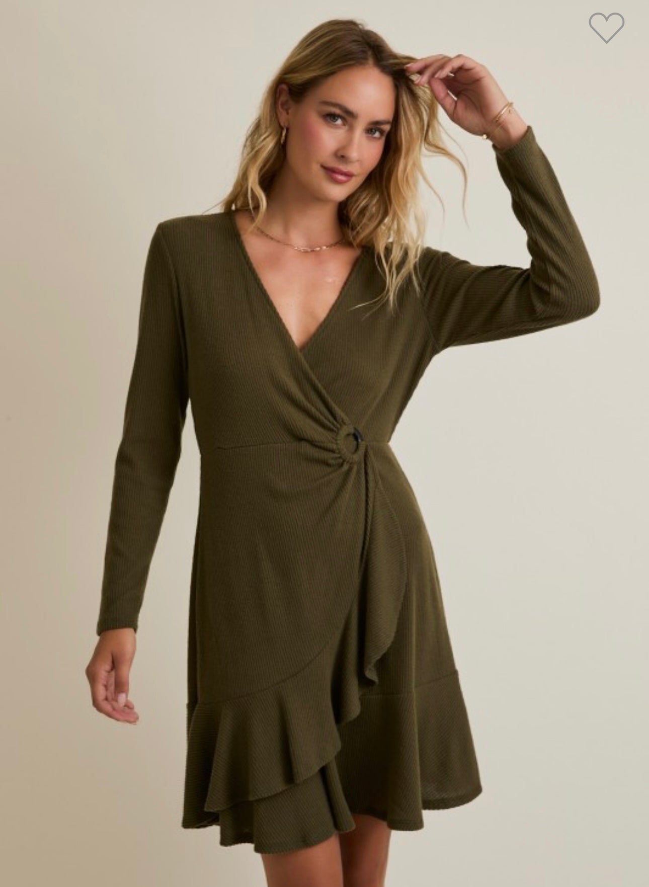 Olive Faux Wrap Dress