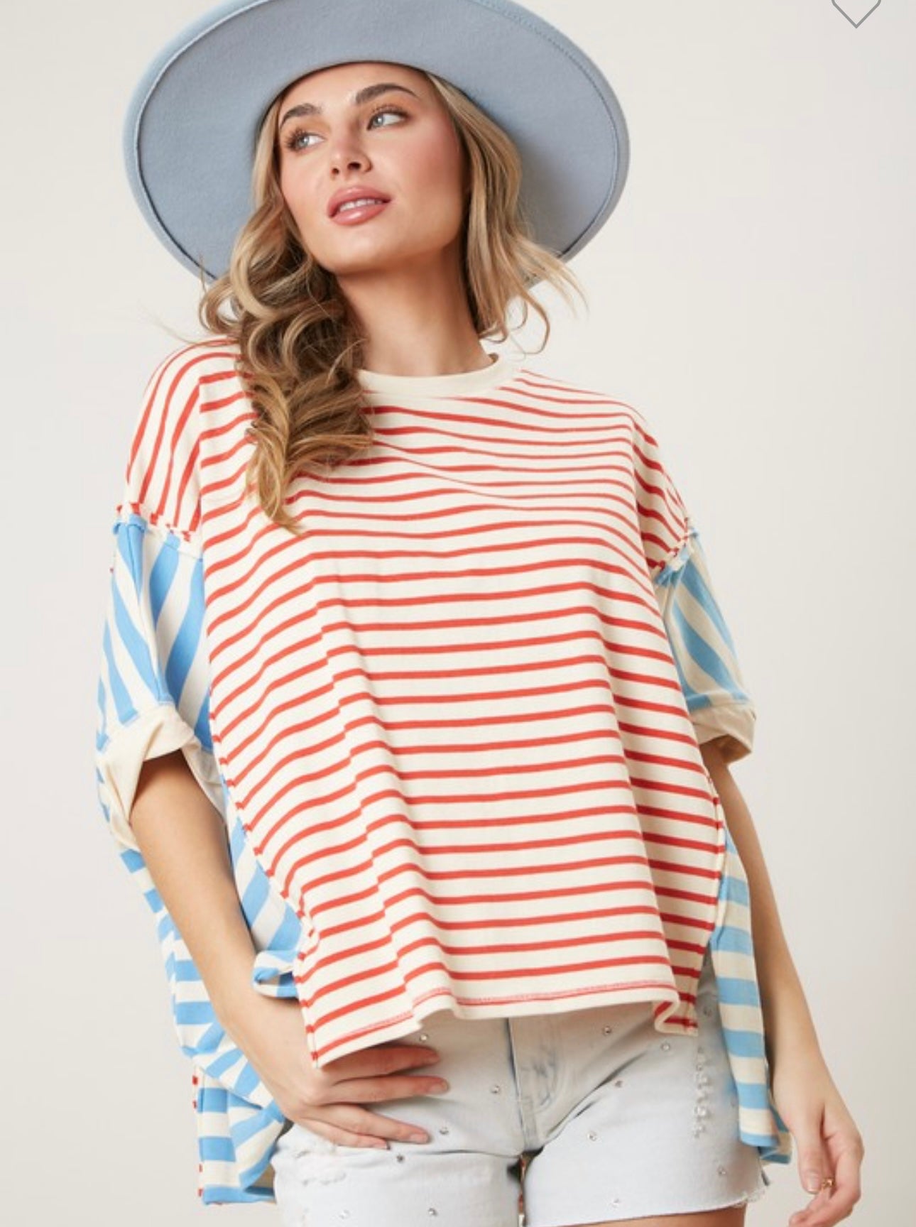 Red White Blue Oversized Top