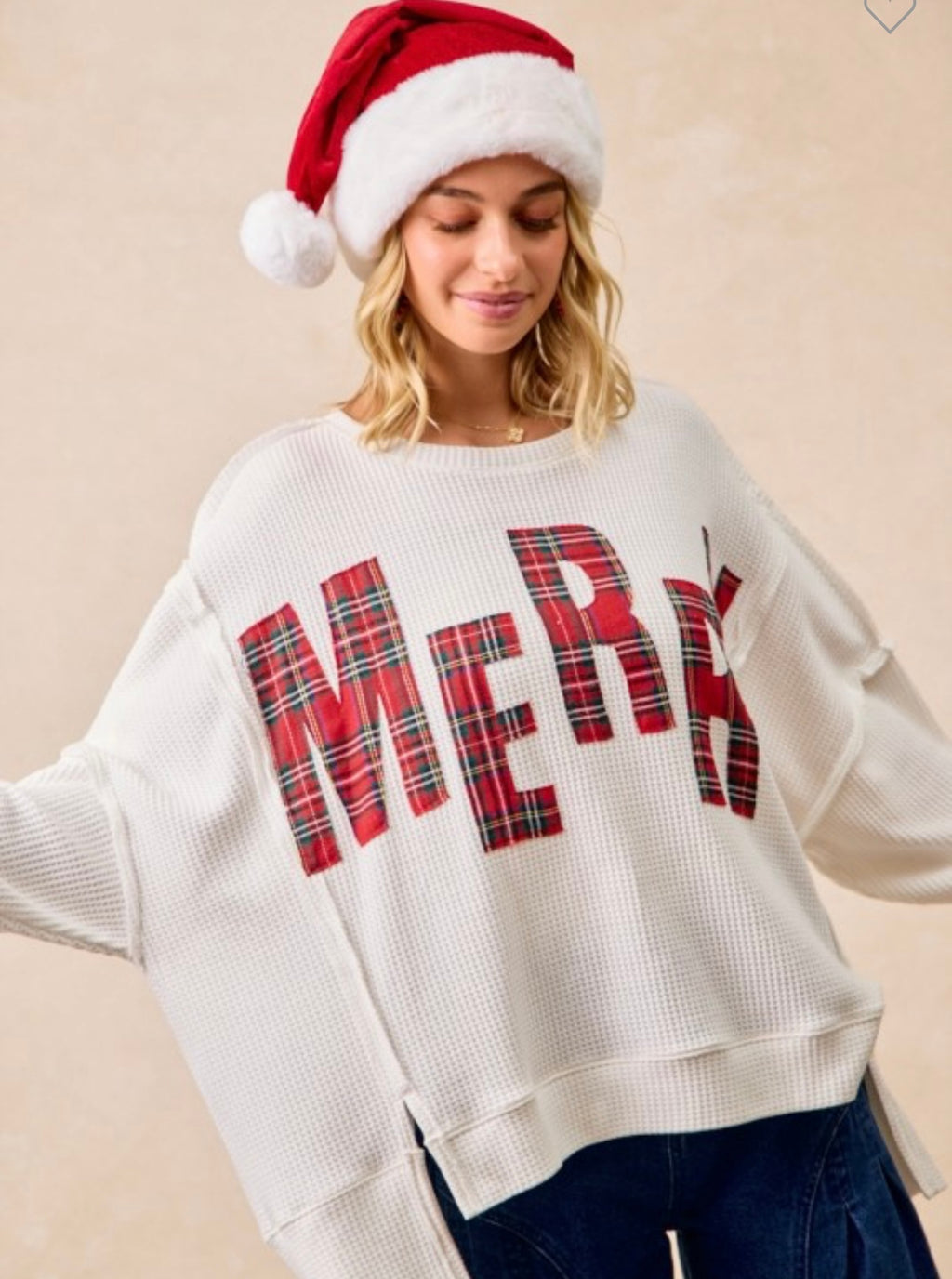 Merry Waffle Knit Pullover
