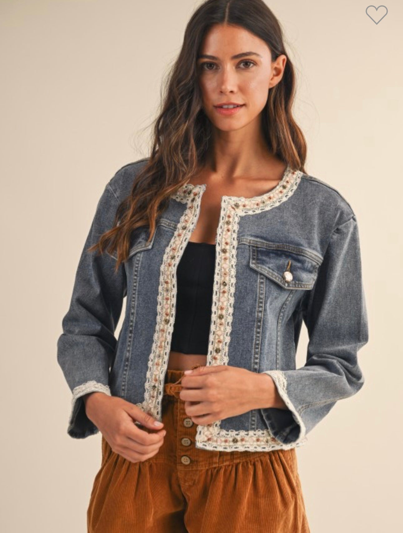 Crochet Trim Denim Jacket