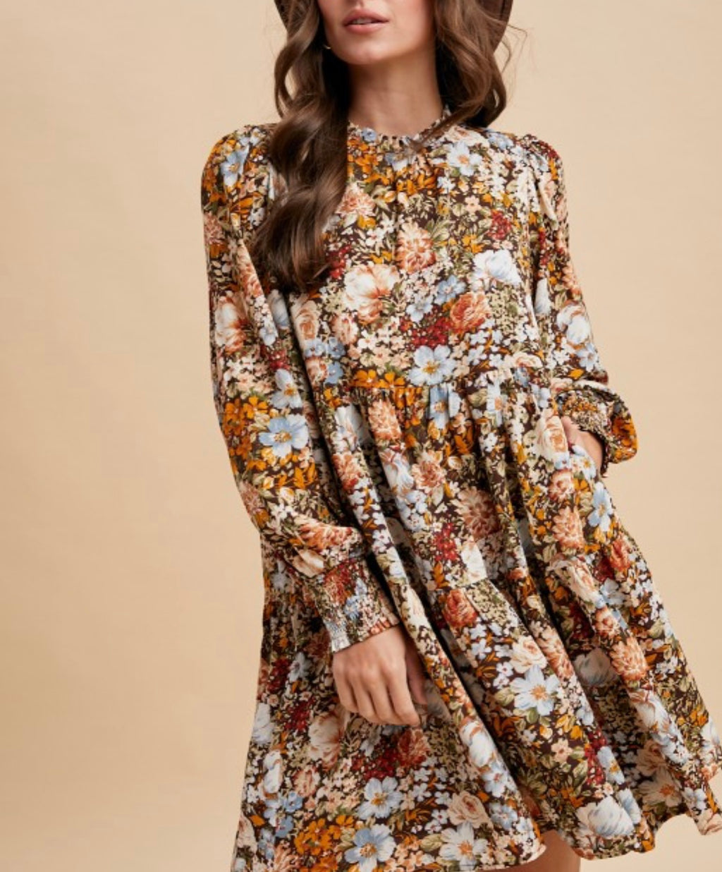 Brown Floral BabyDoll Dress