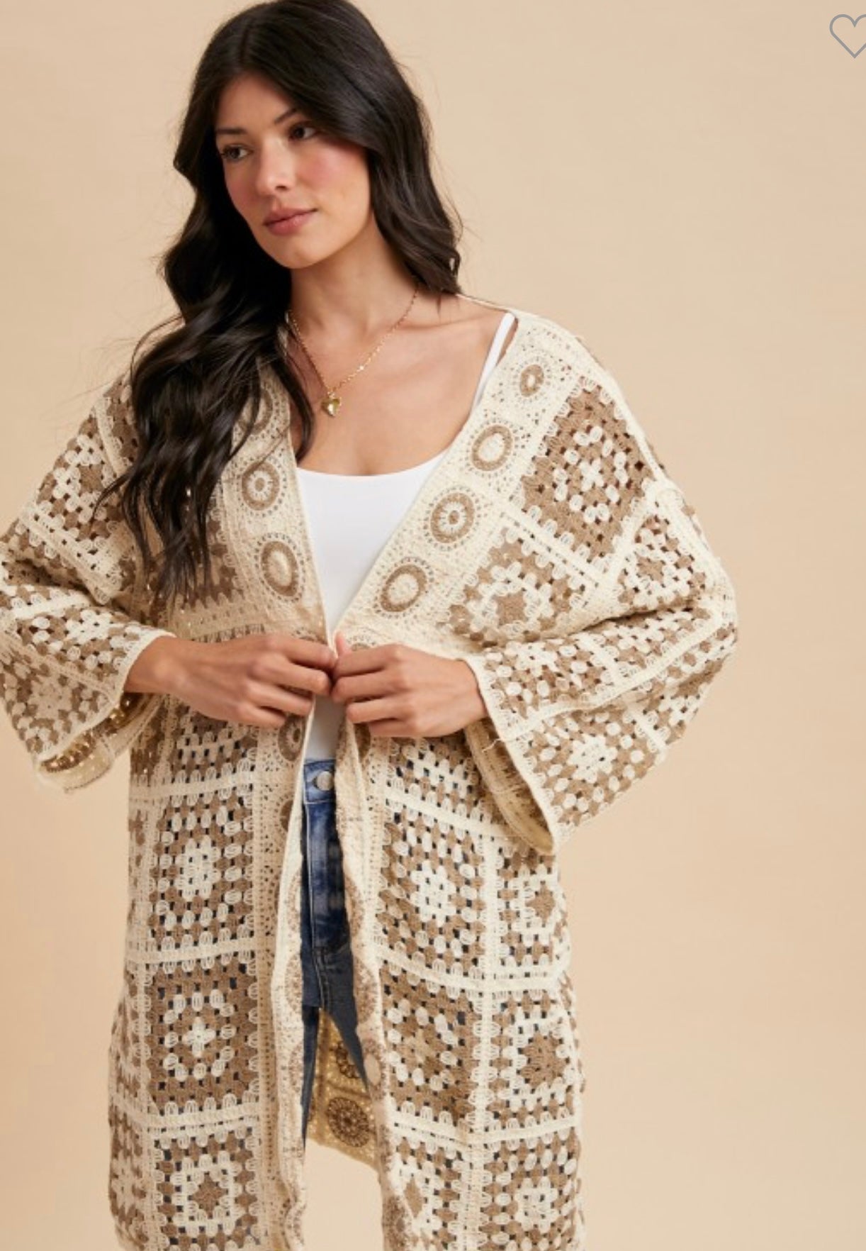 Mocha Granny Square Cardigan