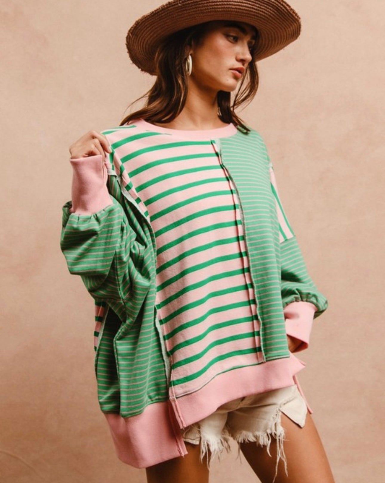 Mint/Pink Oversized Pullover