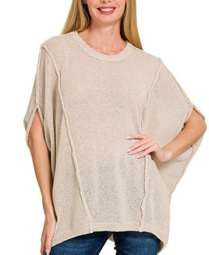 Taupe Knit Poncho Tunic