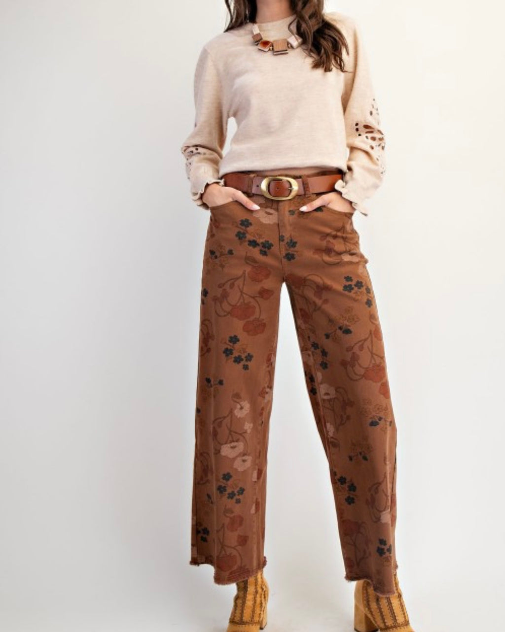 Brown Print Pants