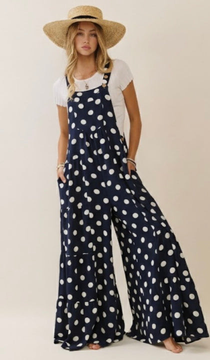 Navy/White Polka Dot Jumpsuit