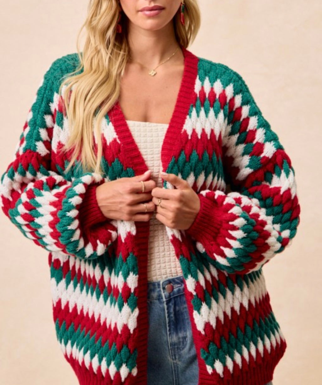 Red/Green Crochet Cardigan