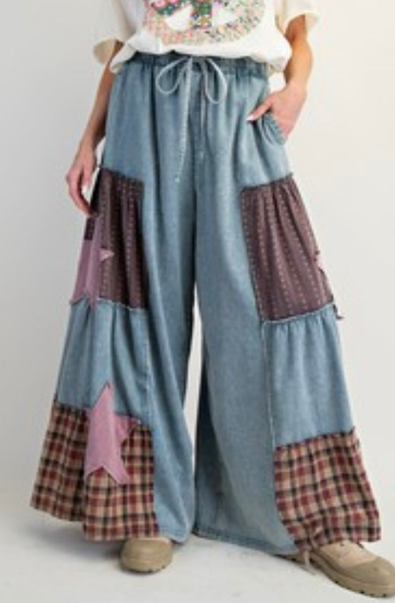 Patchwork Star Ruffle Pants