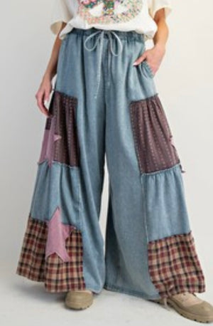 Patchwork Star Ruffle Pants