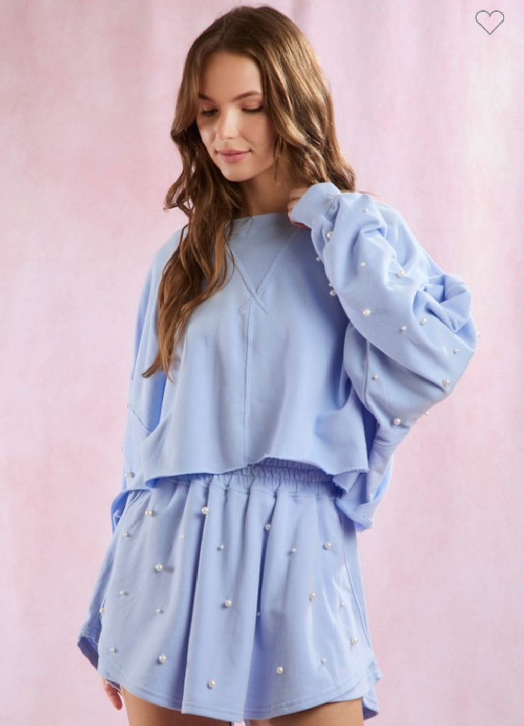 Baby Blue Pearl Embellished Set