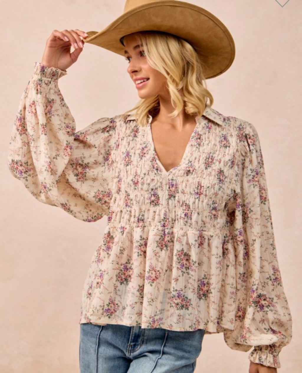 Pink/Purple Floral BabyDoll Top