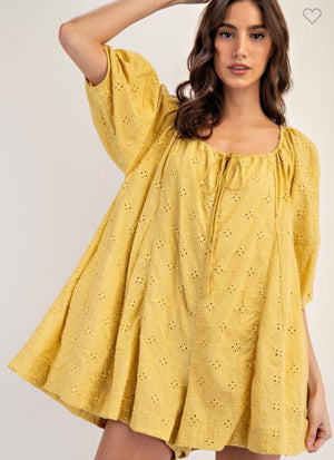 Mustard Eyelet Romper