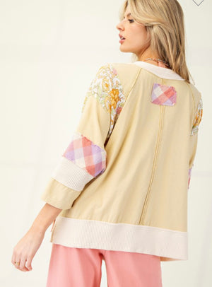Yellow Coral Mixed Media Top