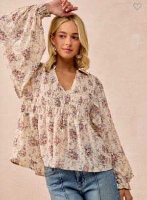 Pink/Purple Floral BabyDoll Top