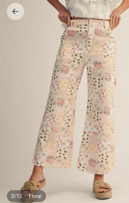 Pink Patchwork Floral Pants