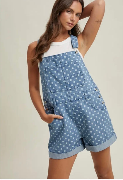 Polka Dot Denim Overalls