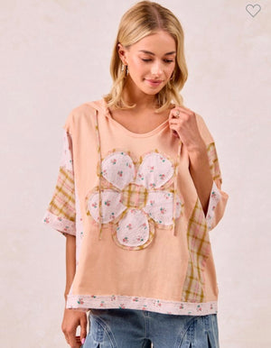 Peach Embroidered Floral Top