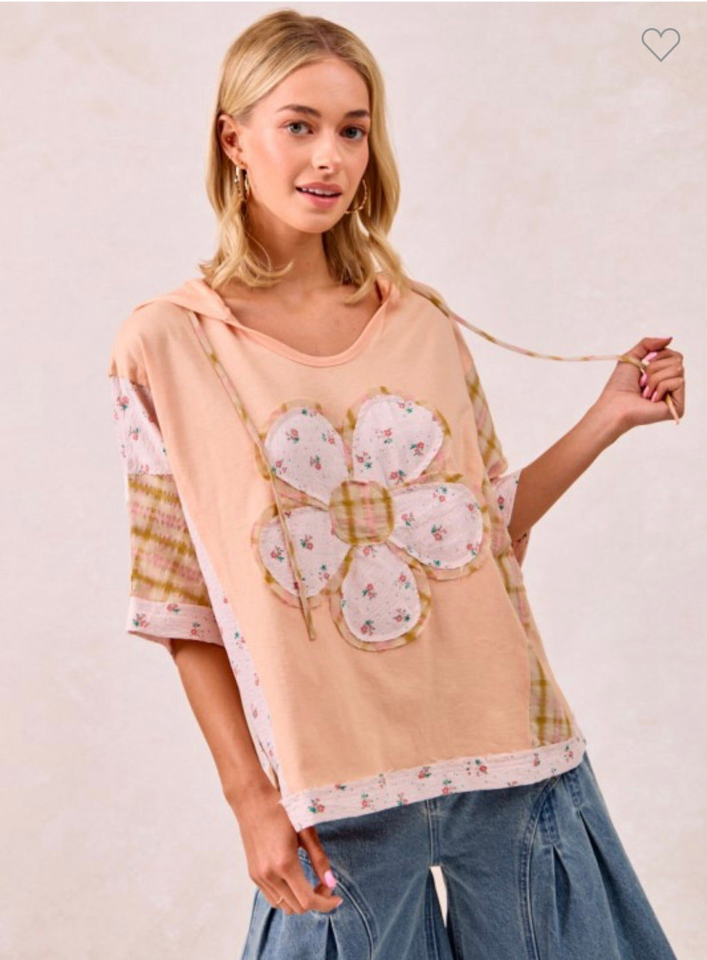 Peach Embroidered Floral Top