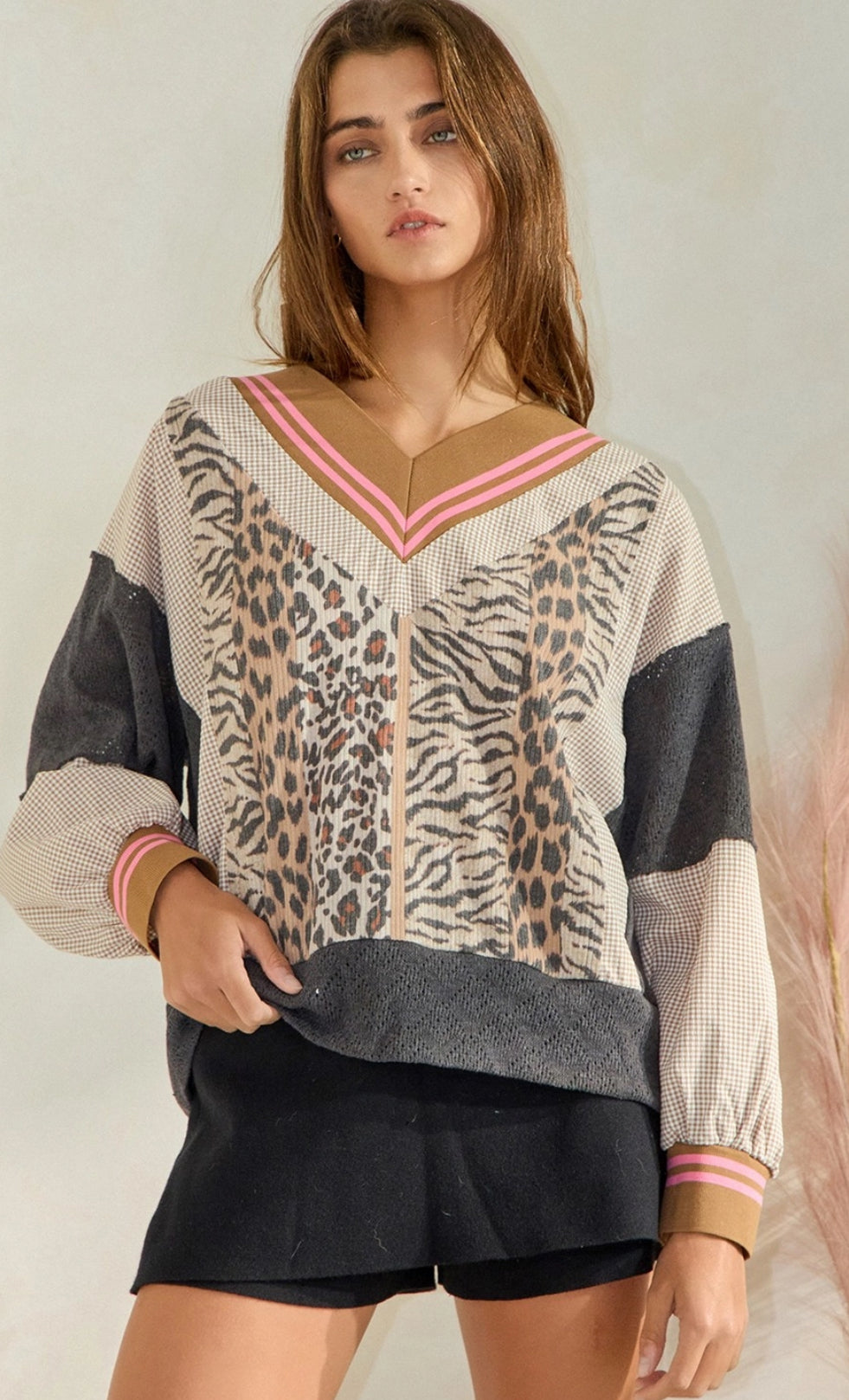 Mixed Pattern Top