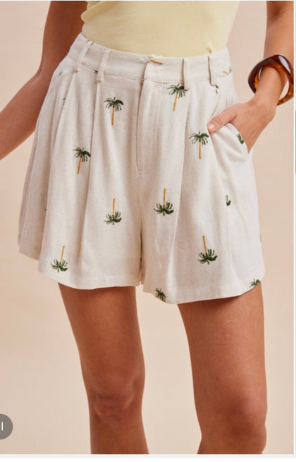 Palm Tree Linen Shorts