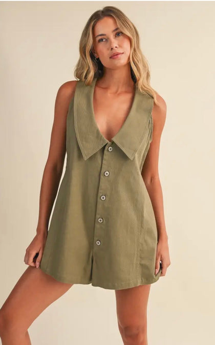 Collared Olive Romper