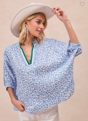 Blue Leopard Top