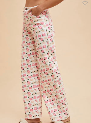 Pink Floral Denim