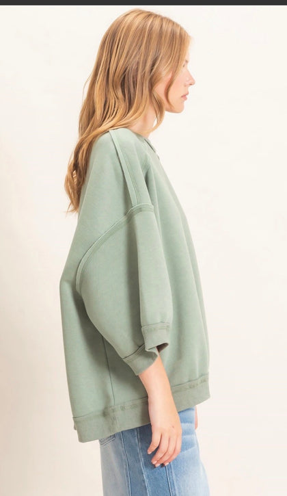 Solid 3/4 Sleeve SweatShirt (3 colors)