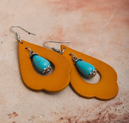 Rust/Turquoise Drop Earrings