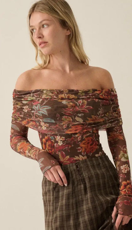 Brown Floral Bodysuit