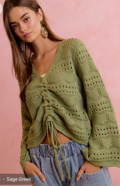 Crochet Bell Sleeve Sweater (2 colors)