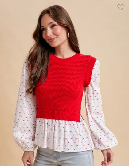 Heart Peplum Vest Sweater