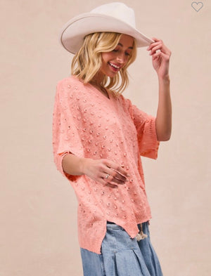 Coral Swiss Dots Sweater