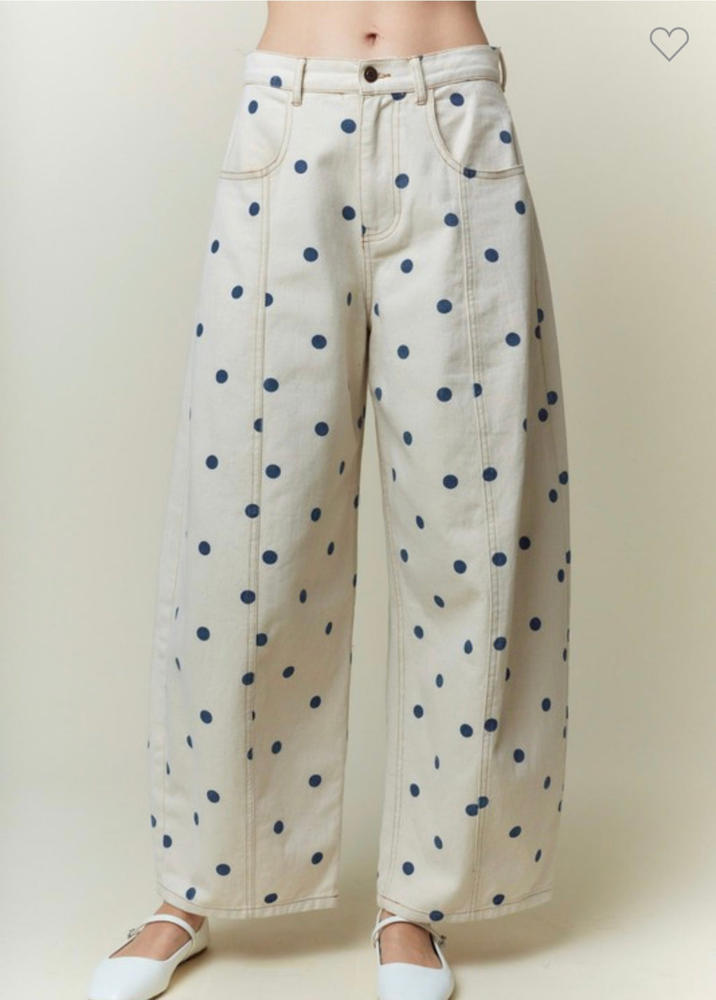 Navy/White Barrel Jeans