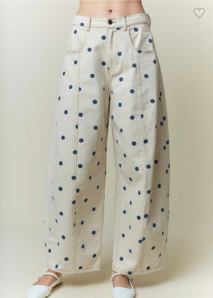 Navy/White Barrel Jeans
