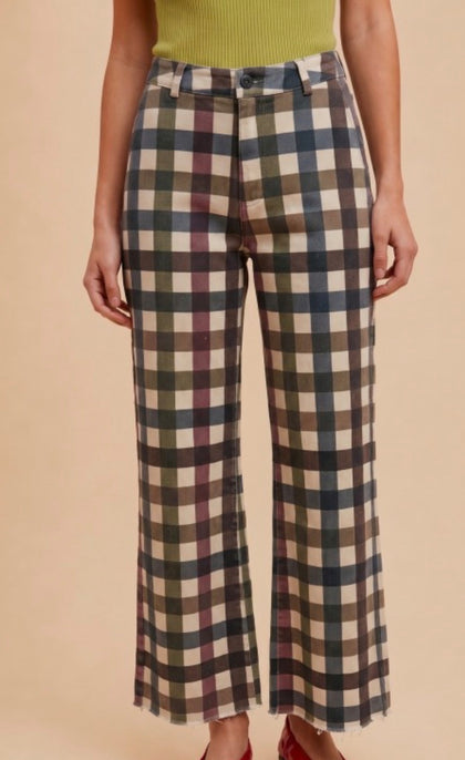 Brown/Blue/Olive Plaid Pants