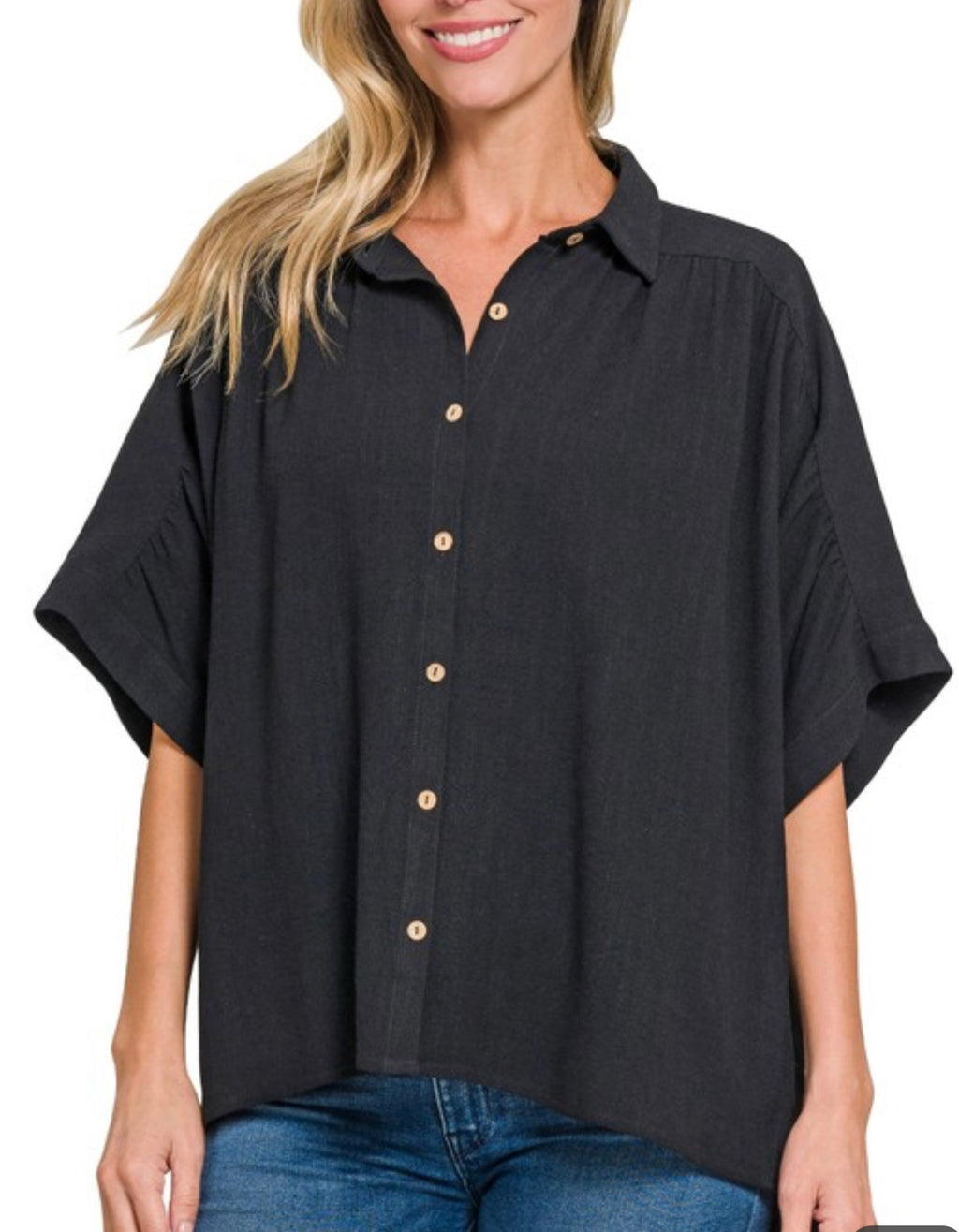 Black Button Up Top