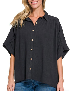 Black Button Up Top