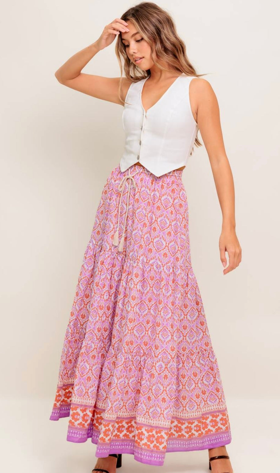 Pink/Orange Maxi Skirt