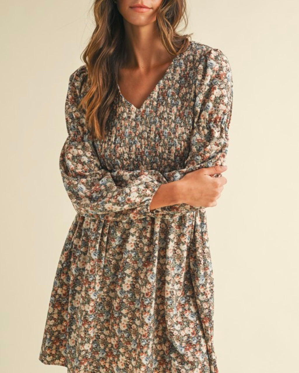 Brown/Blue Floral Dress