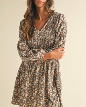 Brown/Blue Floral Dress