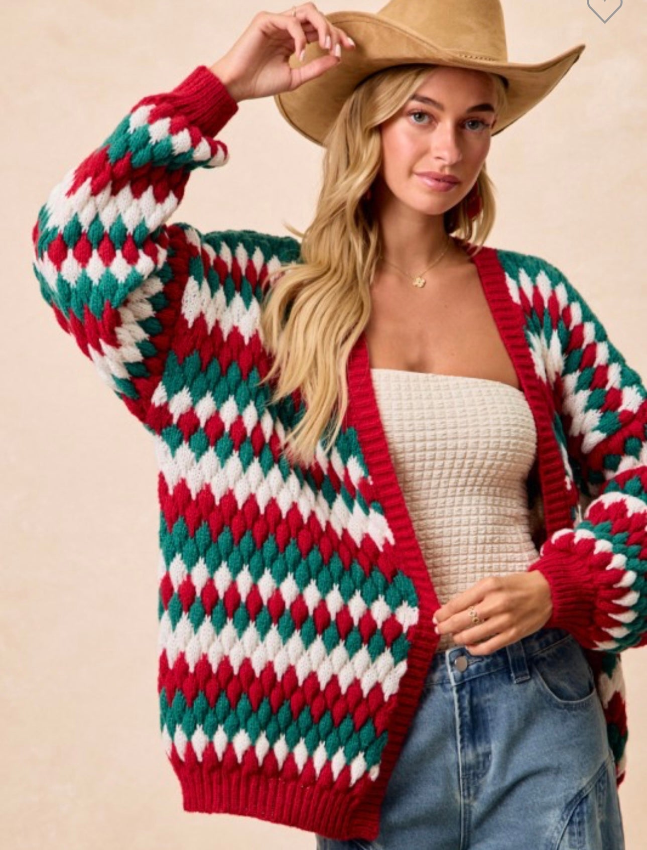 Red/Green Crochet Cardigan