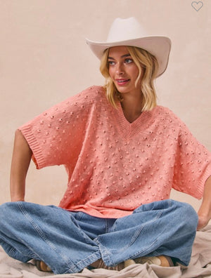 Coral Swiss Dots Sweater