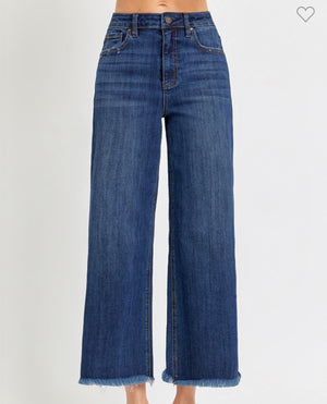 Risen Dark Denim Wide Leg Jeans