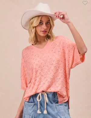 Coral Swiss Dots Sweater