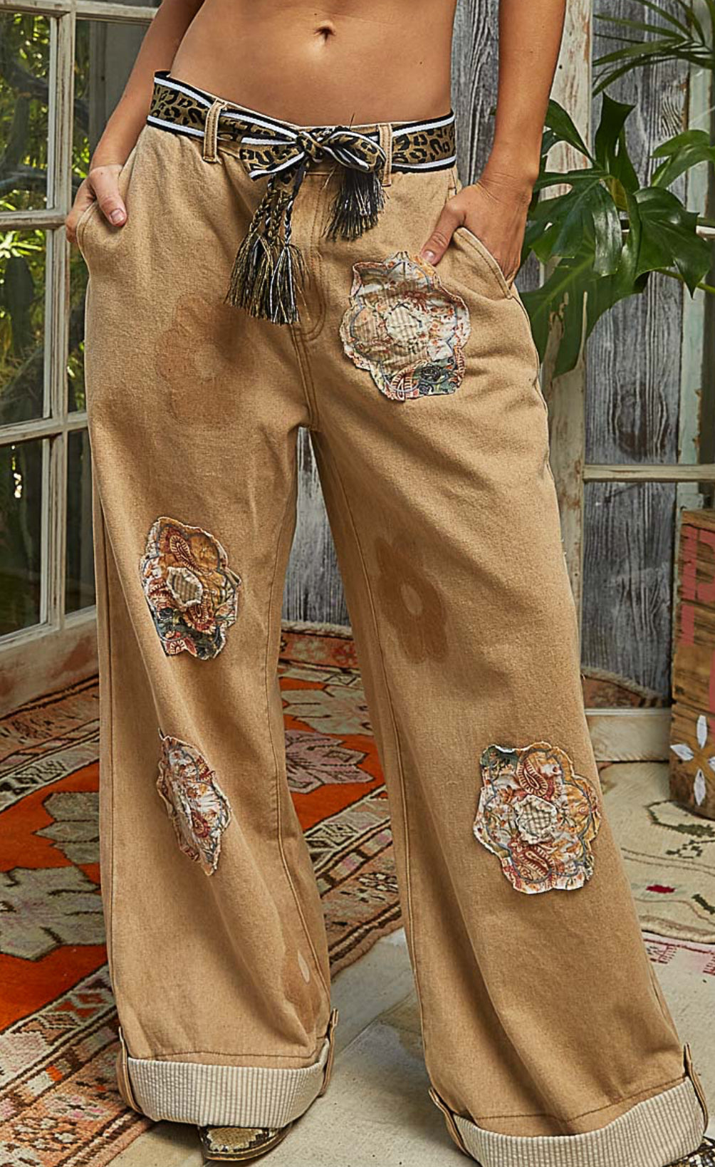 Quilted Wide Leg Pants